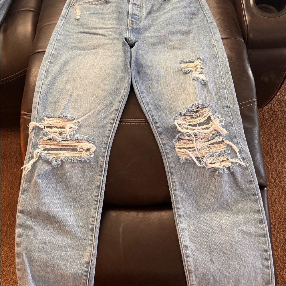 Levi’s Distressed ‘Wedgie Straight’ Light Blue Women’s Jeans